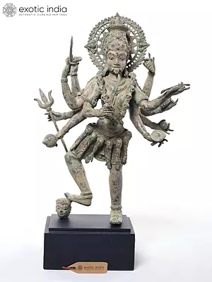 Dancing Mahakali in Fierce Tandava Brass Statue 