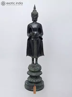 39" Large Graceful Standing Buddha with Offering Bowl