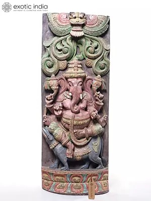 36" Lord Ganesha Seated on Mouse (Vahana) in Lalitasana