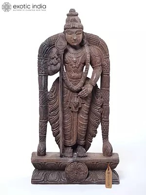 18" Karttikeya Statue (Wood Carving)