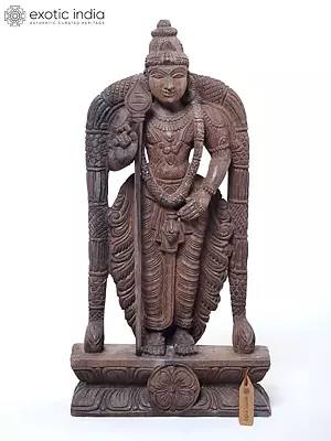 18" Karttikeya Statue (Wood Carving)