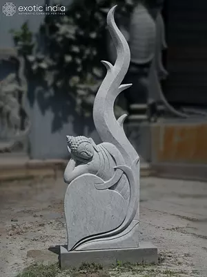 74" Resting Lord Buddha | Granite Statue | Handmade Indian Art