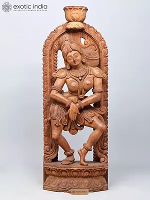 48" Large Dancing Apsara Wood Carved Statue
