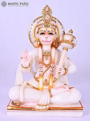 15" Blessing Lord Hanuman Marble Statue