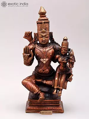 5'' Lord Rama Seated with Devi Sita Copper Idol