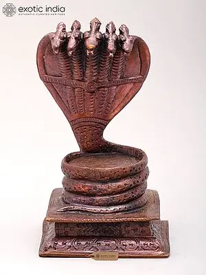 4'' Copper Sheshnag Statue - Adishesha, the King of Serpents
