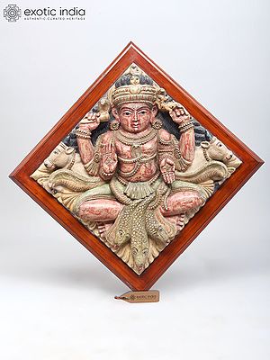 Handcarved Lord Shiva Deity Wall Art - 20 Inch Square Panel