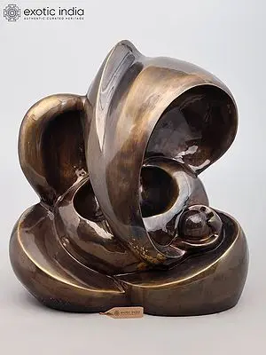 Abstract Brass Ganesha Sculpture - 17" Height