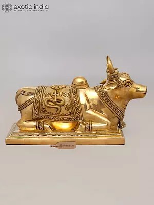 13" Brass Nandi Statue - Vahana of Lord Shiva