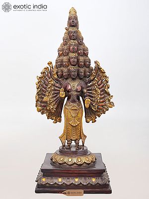 24" Sadashiva - Multi-Headed, Multi-Armed Cosmic Form of Lord Shiva | Brass Statue