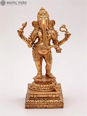 4'' Standing Ganesha Bronze Statue - Divine Remover of Obstacles