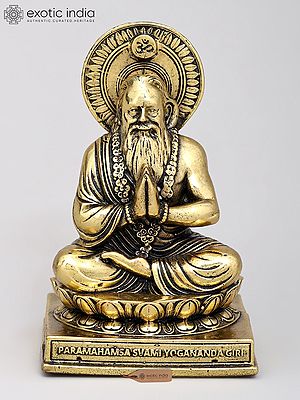 Sitting Brass Figurine of Paramahansa Yogananda (4 Inch)