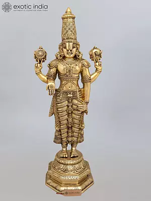 Standing Lord Venkateshwara (Tirupati Balaji) - 33 Inch Brass Statue