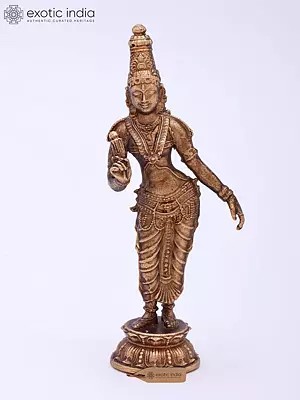 Superfine Bronze Statue of Goddess Parvati (Uma) - 2 inches