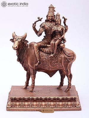 Bronze Sculpture of Shiva and Parvati on Nandi Bull | 5 Inches