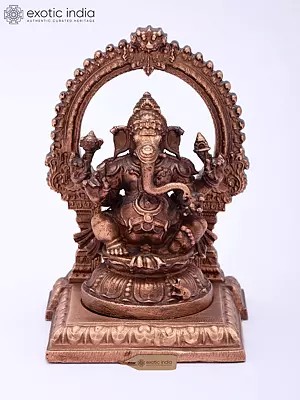 Superfine Bronze Statue of Lord Ganesha with Kirtimukha Arch (3 Inch)