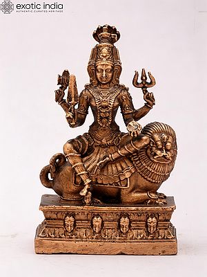 Superfine Bronze Statue: 3'' Goddess Mariamman, A Form of Durga