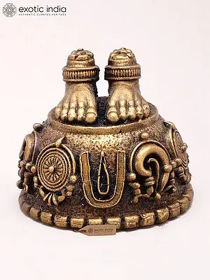 Small Size Copper Sacred Charan Paduka of Lord Vishnu | Auspicious Pooja Statue