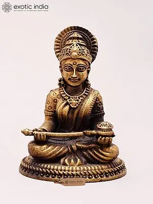 2" Small Goddess Annapurna Copper Statue