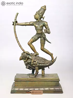 Kamadeva Standing on Parrot | Hindu God of Love Bronze Statue