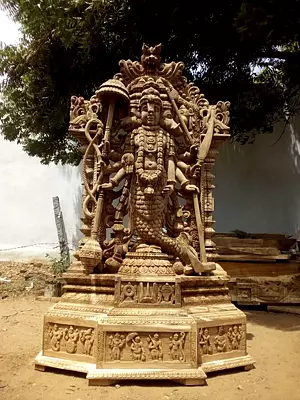 108" Rare Superlarge Vishnu Matsya Avatar Statue In Wood | Shipped by Sea Overseas