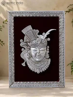 30" Shrinathji Deity Wall Art - Silver and Wood