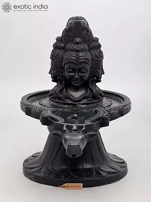 Black Marble Panchamukhi Shivalingam Statue (31'' Large)