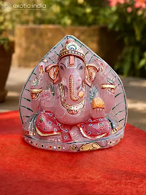 Natural Rose Quartz Ganesha Sculpture - 6" Divine Deity Figurine