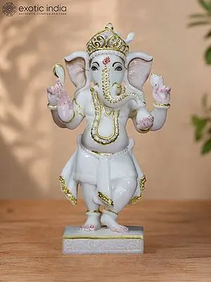 12" Standing Lord Ganesha Marble Statue