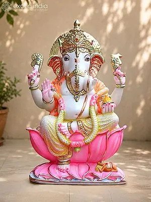 18" Four Armed Lord Ganesha Marble Statue