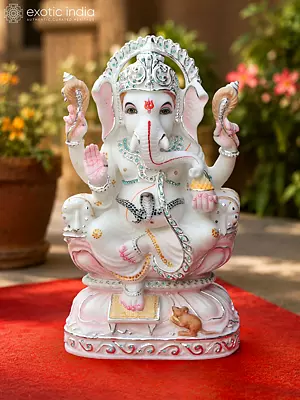 Large White Marble Ganesha Statue