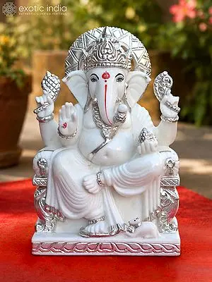 17" Chaturbhuj Lord Ganesha Marble Statue