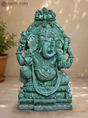 Grand Green Quartz Ganesha Sculpture (30")