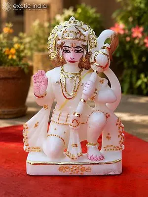 Lord Hanuman Marble Sculpture - Divine Devotion