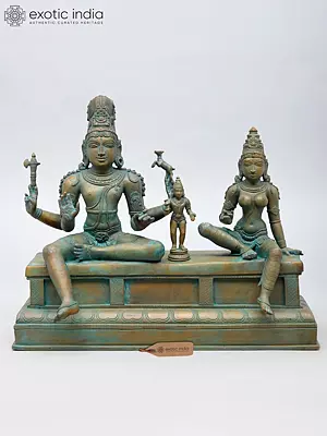 Bronze Somaskanda Sculpture: Shiva, Parvati, and Skanda Depiction