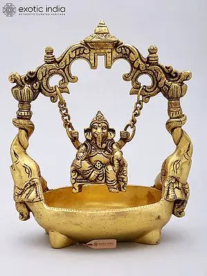 9'' Brass Swinging Lord Ganesha Urli