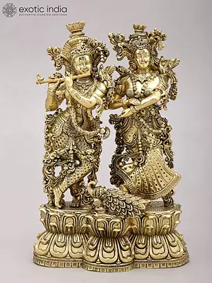 Superfine Brass Statue of Standing Radha Krishna