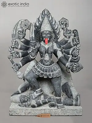 Devi Maa Kali Standing on Lord Shiva - 40'' Granite Sculpture