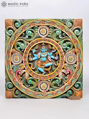 Six-Armed Dancing Shiva Wooden Wall Art - 24 Inch Carving