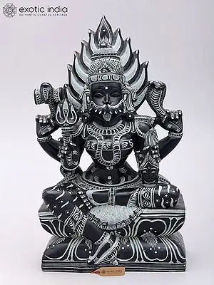 Fierce Goddess Pratyangira (Atharvana Bhadrakali) Katappa Stone Statue - 11''