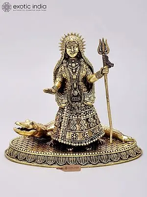 Superfine Brass Khodiyar Mata Statue with Crocodile