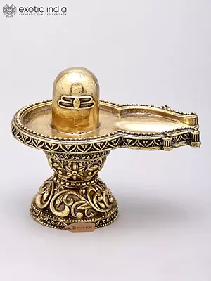 Small Superfine Shivalinga - Brass Statue with Sacred Temple Style Base