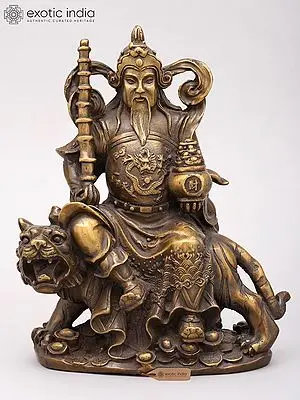 Bronze Statue of Zhao Gongming, the Chinese God of Wealth | Feng Shui Accent