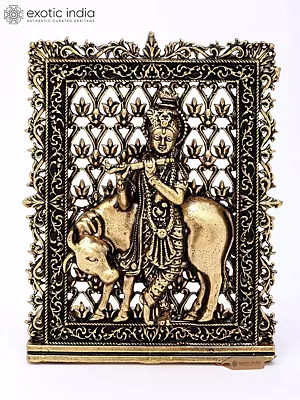 3" Small Superfine Cow Krishna Brass Idol