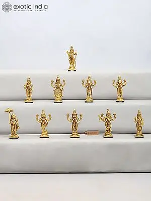 Set of Ten 5" Small Brass Dashavatara Vishnu Statues