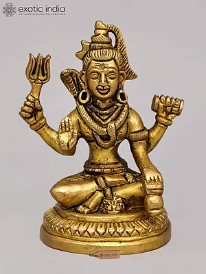 4" Four Armed Blessing Lord Shiva Brass Statue