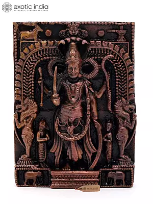 4" Small Lord Veerabhadra Murti - Fierce Form of Lord Shiva | Copper Statue