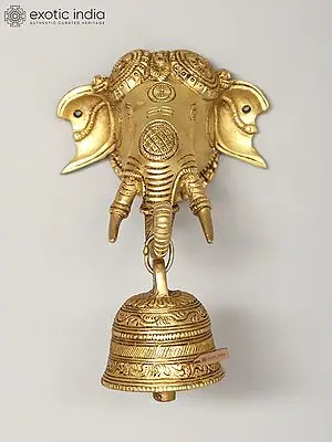 5" Brass Wall Hanging Ganesha Bell