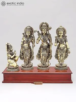 Detailed Brass Ram Darbar Sculpture | 14" Height with Wooden Base