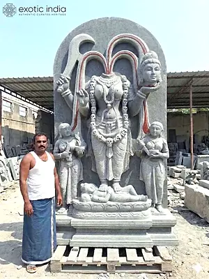 120" Large Sized One Of A Kind Chinnamasta: The Goddess of Self-Sacrifice | Granite Statue